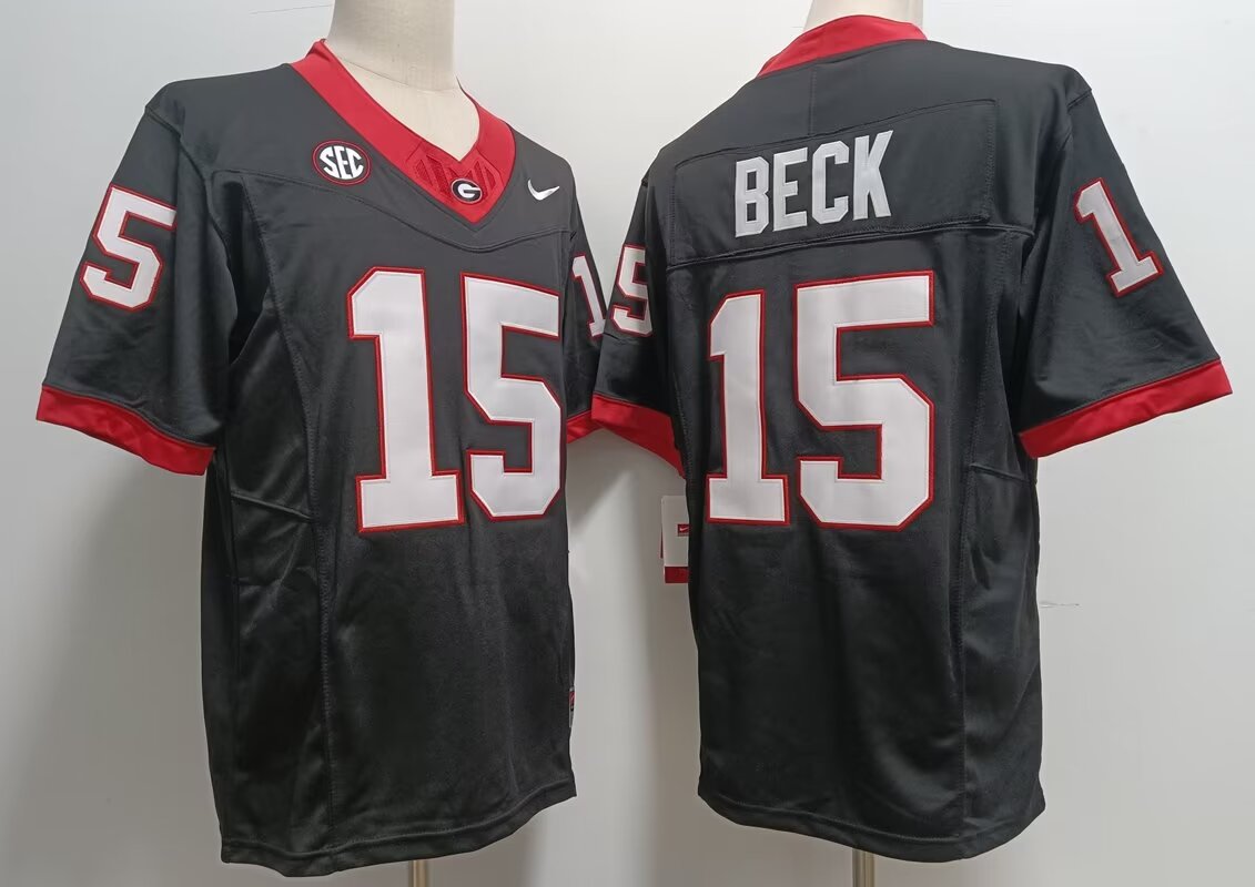 2024 NCAA Men Bulldog #15 Carson Beck black nike jerseys